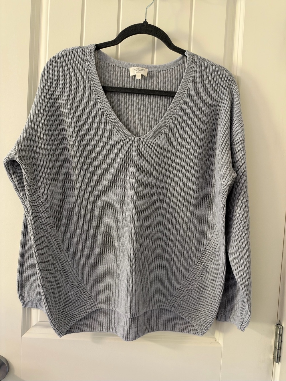 Gentle Fawn Pale Blue Tucker V-Neck Ribbed Sweater